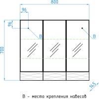 Зеркало-шкаф Style Line Ассоль 80 ЛС-00000328 Люкс, 80 см, подвесное, техно платина