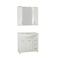 Зеркало-шкаф Style Line Олеандр-2 90/С ЛС-00000484, 90 см, подвесное, рельеф пастель