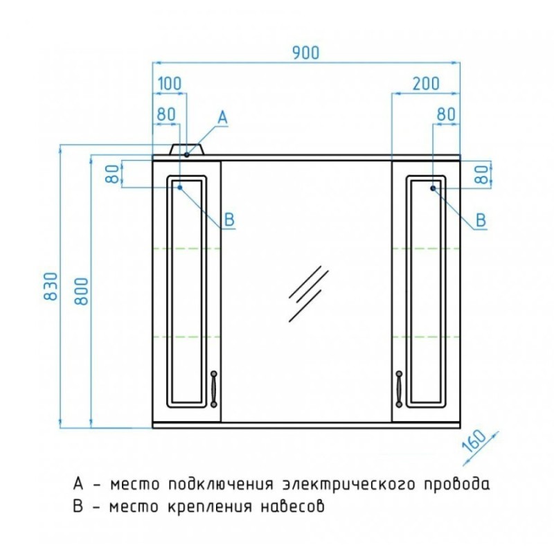 Зеркало-шкаф Style Line Олеандр-2 90/С ЛС-00000484, 90 см, подвесное, рельеф пастель