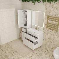 Тумба под раковину Style Line Атлантика 80 СС-00000604 Люкс Plus, 80 см, подвесная, антискрейч, белая