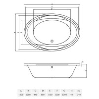 Ванна акриловая Vayer Opal 180 х 120 см
