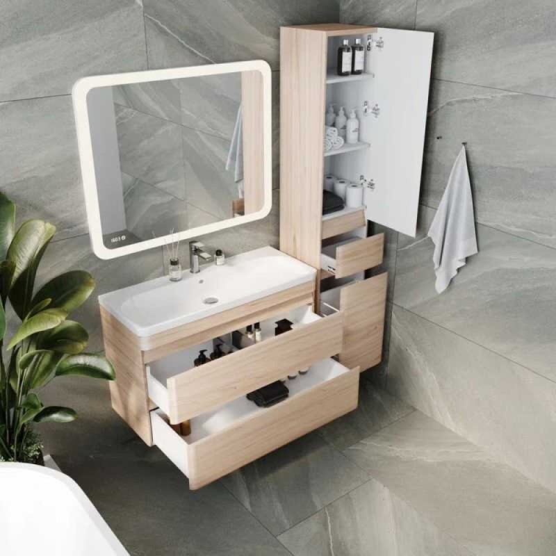 Тумба под раковину Style Line Атлантика 100 ЛС-00000686 Люкс Plus, 100 см, подвесная, ясень перламутр