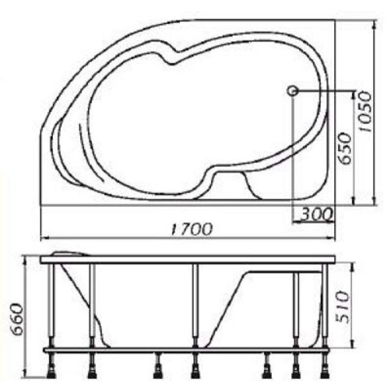 Ванна акриловая Relisan Sof R 170 х 105 см (Гл000009446)