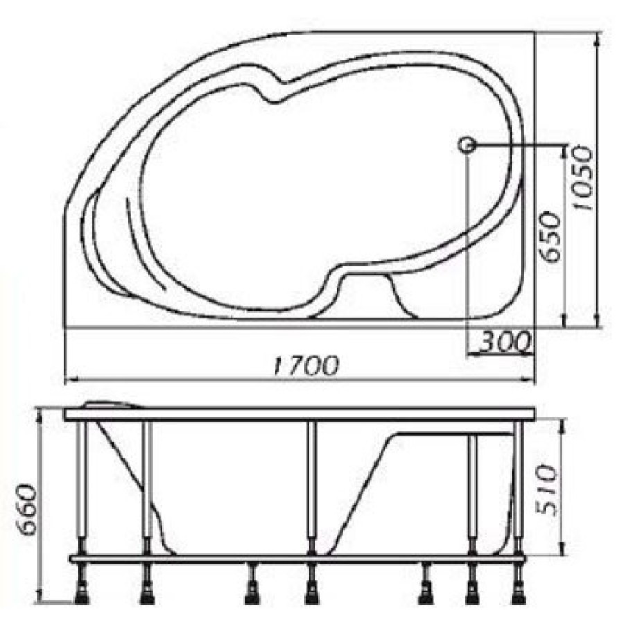 Ванна акриловая Relisan Sof R 170 х 105 см (Гл000009446)