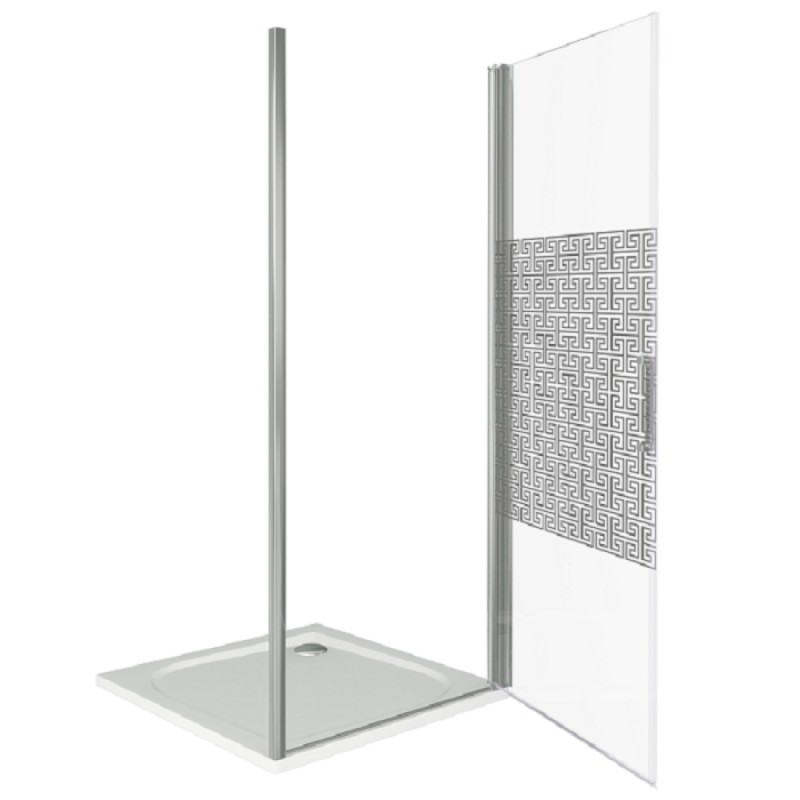 Душевая дверь в нишу Good Door Fantasy DR-90-F-CH, 90 х 185 см, стекло прозрачное с зеркальным рисунком, хром, ФА00001