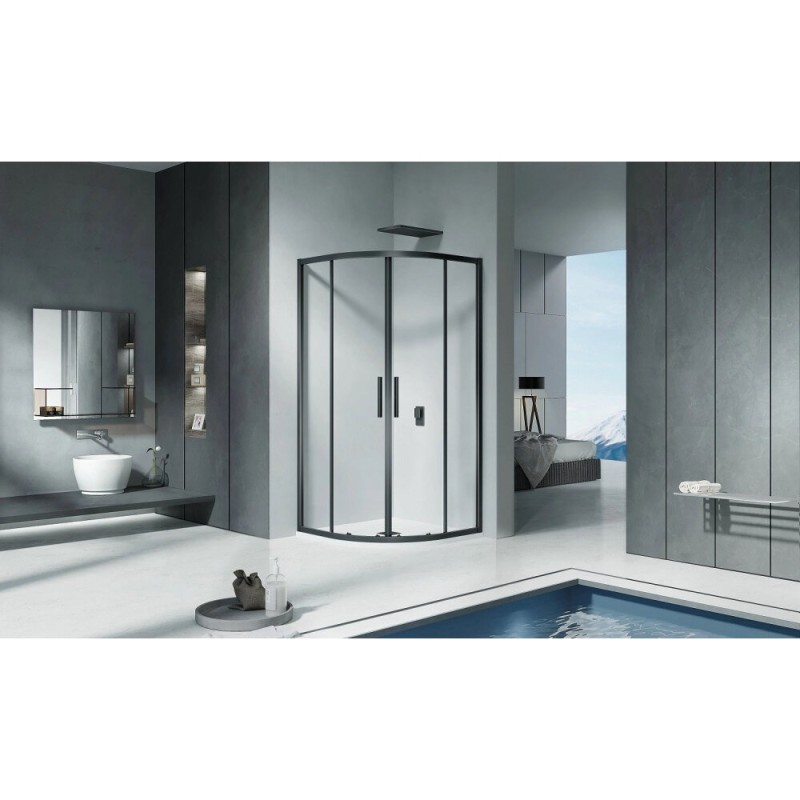 Душевое ограждение Good Door Cofe R-80-C-B , 80 х 80 х 190 см, стекло прозрачное, профиль черный, КФ00001