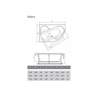Ванна акриловая Relisan Adara 170 х 100 см R, Гл000013732