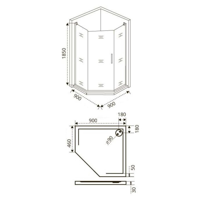 Душевое ограждение Good Door Fantasy PNT -90-F-CH, 90 х 90 х 185 см, стекло прозрачное с зеркальным рисунком, хром, ФА00002