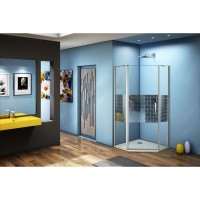 Душевое ограждение Good Door Fantasy PNT -90-F-CH, 90 х 90 х 185 см, стекло прозрачное с зеркальным рисунком, хром, ФА00002