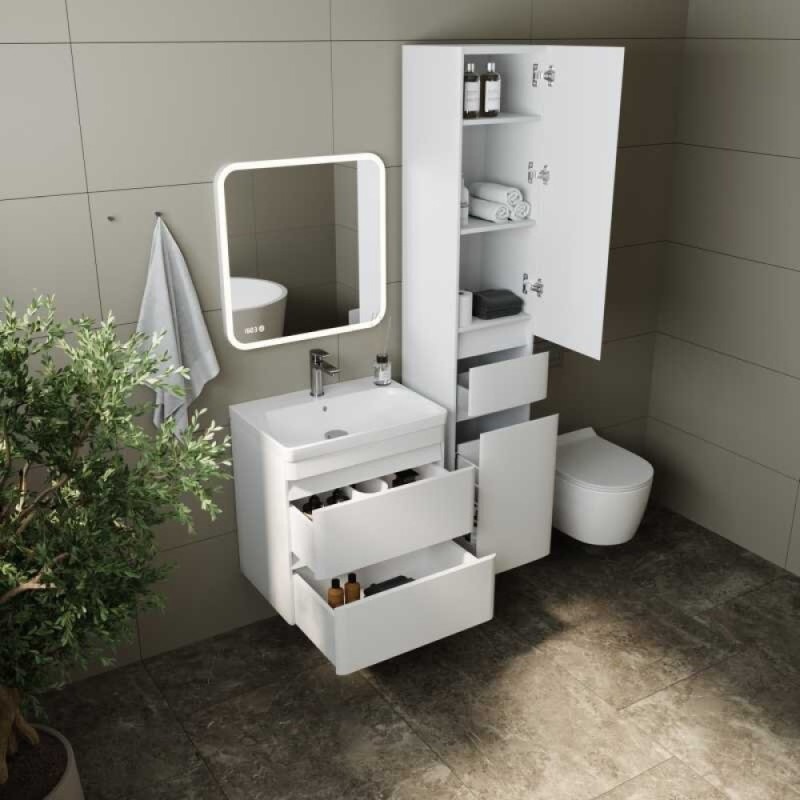 Тумба под раковину Style Line Атлантика 60 СС-00002206 Люкс Plus, 60 см, подвесная, белая, антискрейч