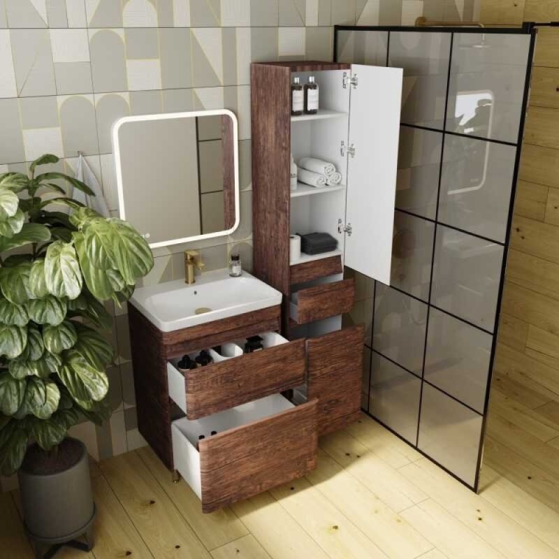 Тумба под раковину Style Line Атлантика 60 СС-00002207 Люкс Plus, 60 см, напольная, старое дерево
