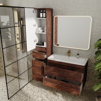 Тумба под раковину Style Line Атлантика 90 СС-00002209 Люкс Plus, 90 см, подвесная, старое дерево