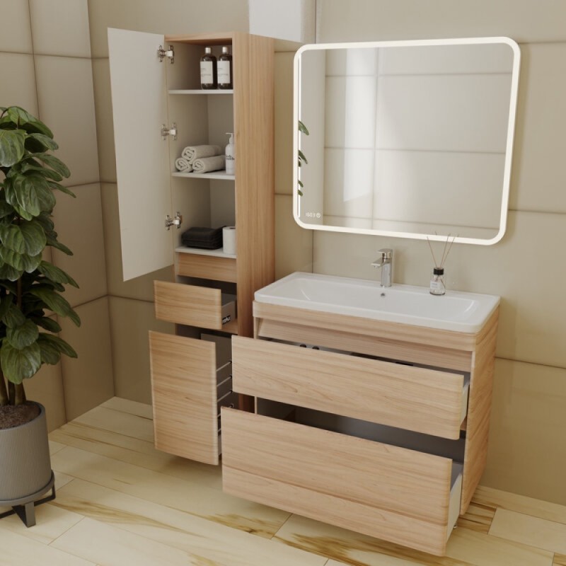 Зеркало Style Line Атлантика 90 СС-00002213, 90 см, подвесное, с подсветкой и часами