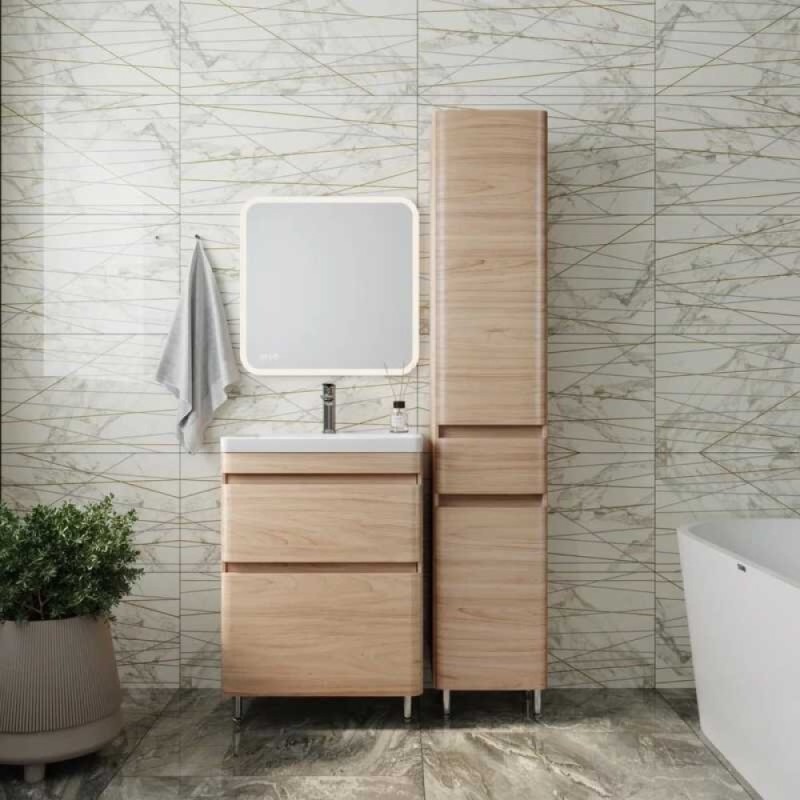 Тумба под раковину Style Line Атлантика 60 СС-00002216 Люкс Plus, 60 см, напольная, ясень перламутр