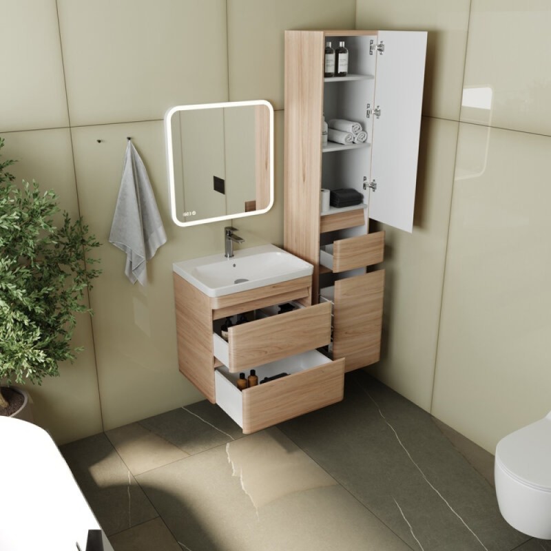 Тумба под раковину Style Line Атлантика 60 СС-00002217 Люкс Plus, 60 см, подвесная, ясень перламутр