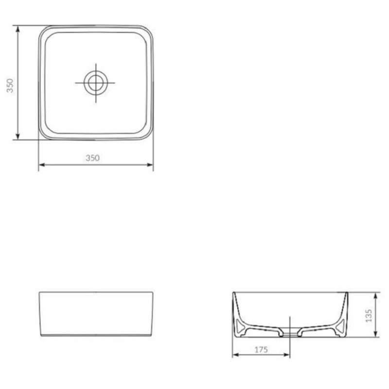 Раковина накладная Style Line Crea Square 35 см, белая, СС-00002285