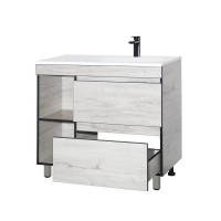 Тумба под раковину Style Line Берлин 90 Plus, 90 см, напольная, 2 ящика, ниши, соната, правая, ЛС-00002288