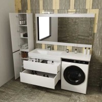 Тумба под раковину Style Line Даллас 150 СС-00002304, 85 см, подвесная, под стиральную машину, белая