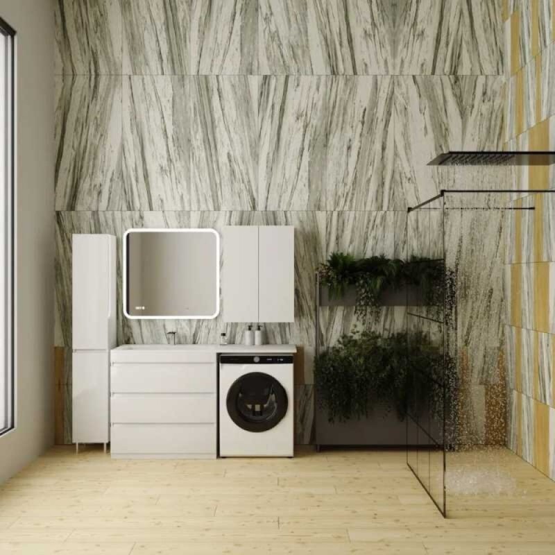 Тумба под раковину Style Line Даллас 150 СС-00002305, 85 см, напольная, под стиральную машину, белая