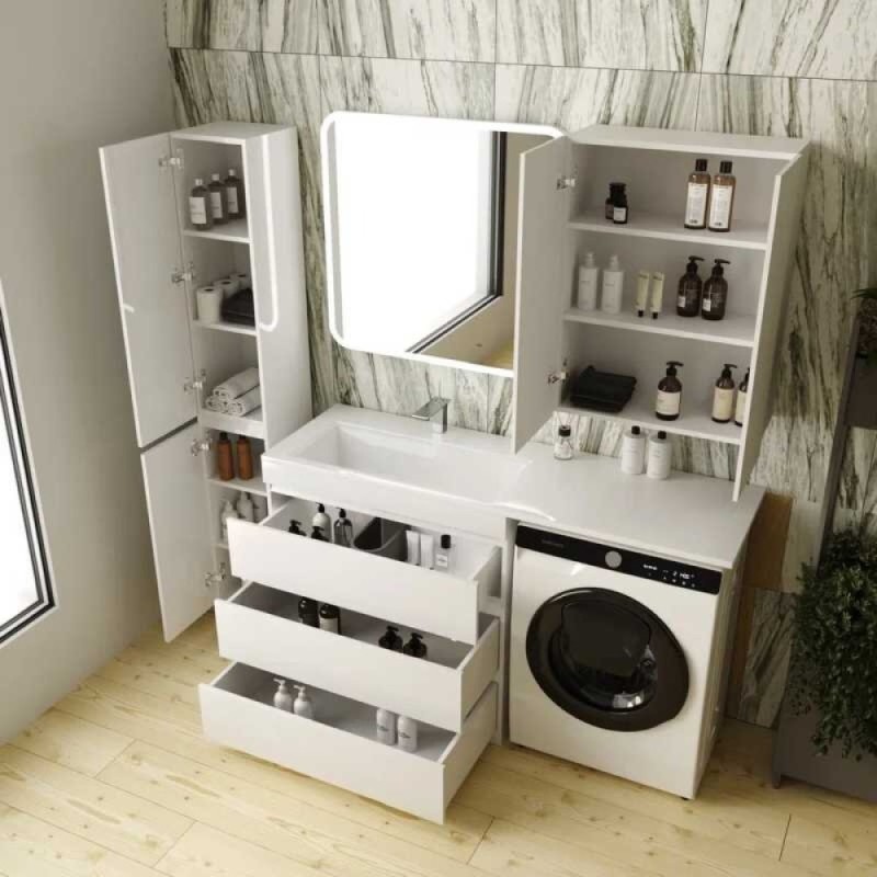 Тумба под раковину Style Line Даллас 150 СС-00002305, 85 см, напольная, под стиральную машину, белая