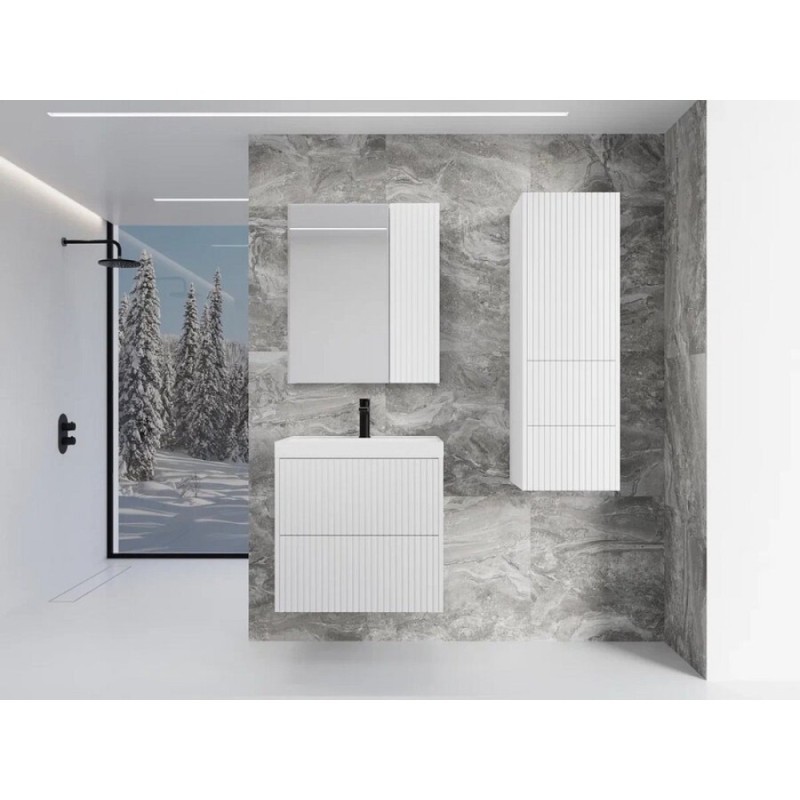 Тумба под раковину Style Line Стокгольм 80 ЛС-00002315, 80 см подвесная, белый рифленый софт
