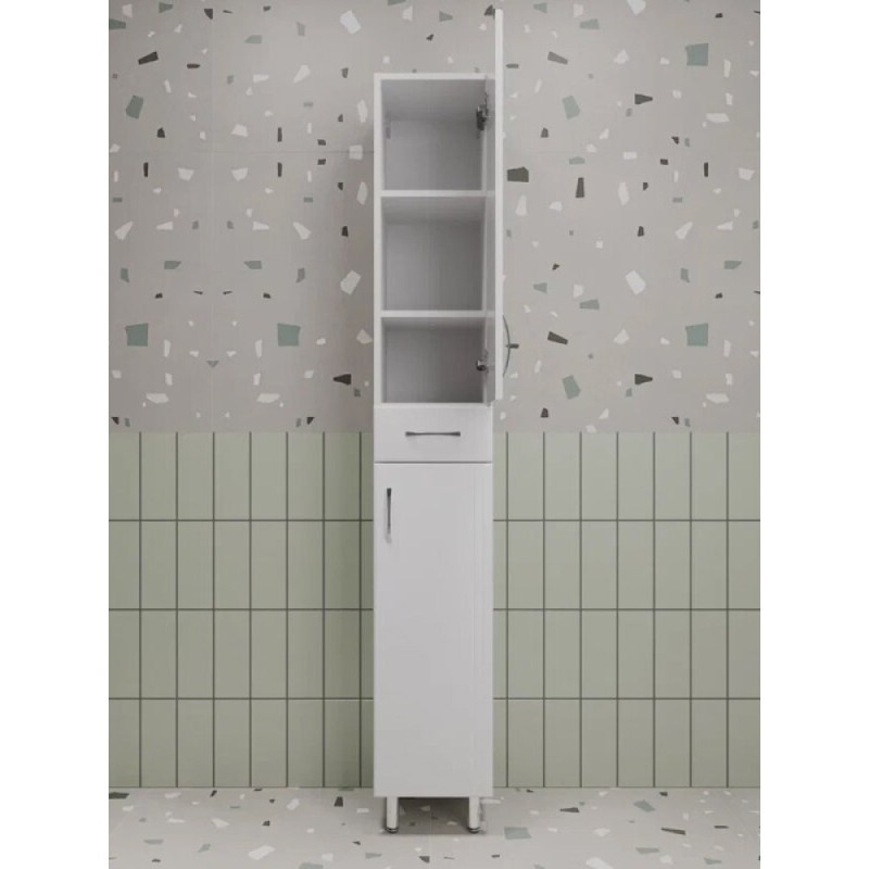 Шкаф-пенал напольный Style Line Эко Стандарт ЛС-00002328 с бельевой корзиной, 30 см, белая