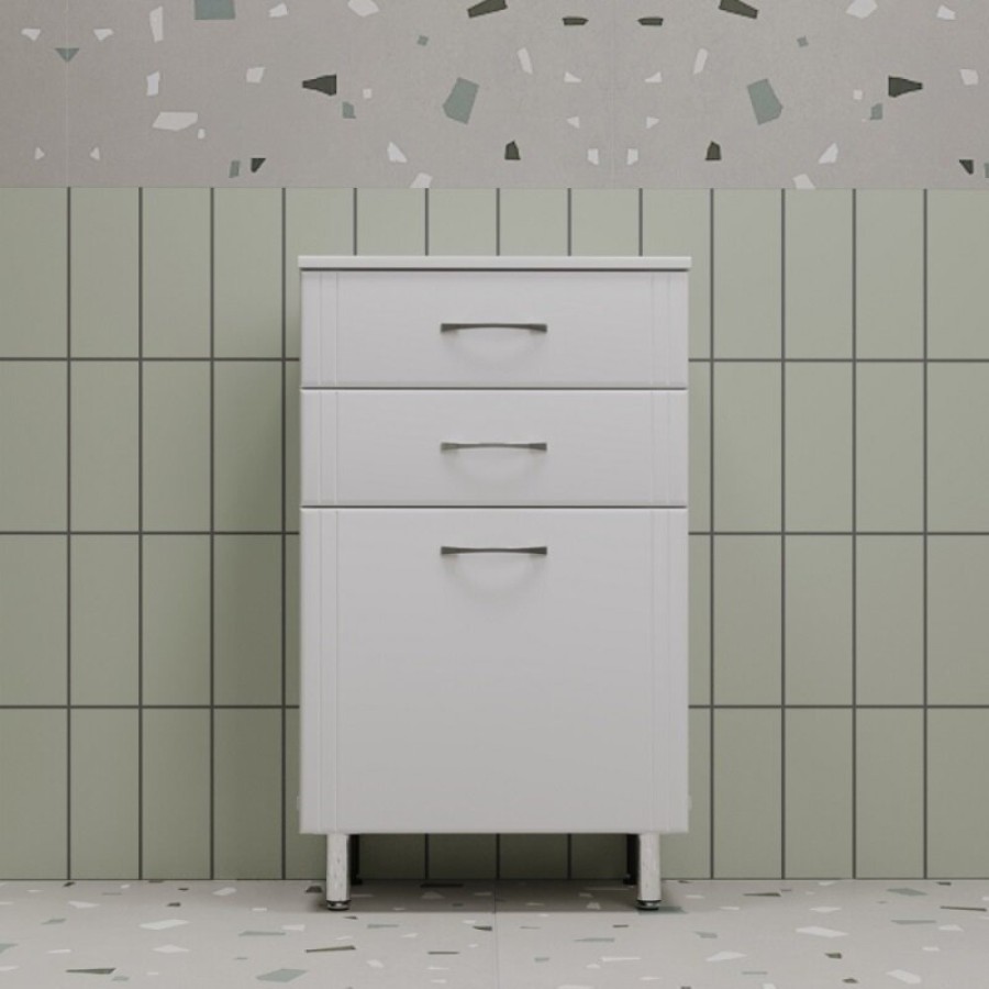 Тумба Style Line Эко Стандарт ТН 500, 50 см, 3 ящика, напольный, белый, ЛС-00002330