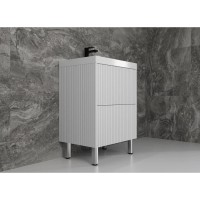Тумба под раковину Style Line Стокгольм 60 см, напольная, белый рифленый софт, ЛС-00002333