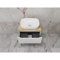 Тумба под раковину Style Line Бали ЛС-00002337, 60 см, столешница ясень, цвет белый софт