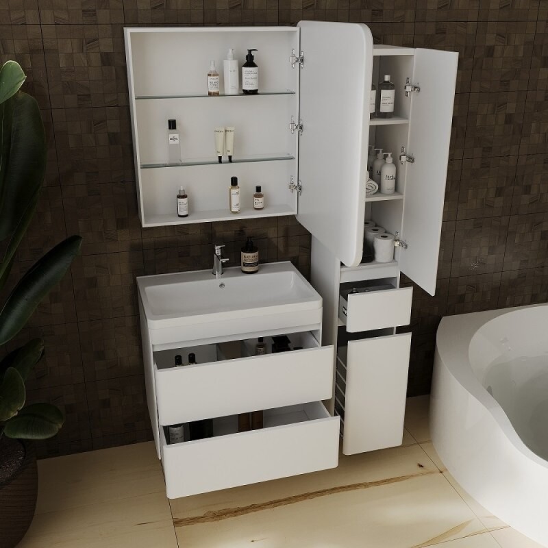 Тумба под раковину Style Line Атлантика 70, СС-00002339 , 70 см, подвесная, Люкс Plus антискрейч, белая