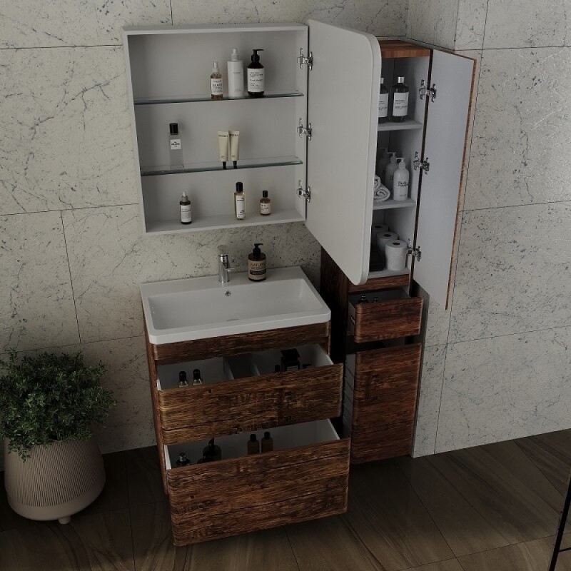 Тумба под раковину Style Line Атлантика 70, СС-00002343, 70 см, напольная, Люкс Plus, старое дерево