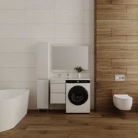 Тумба с раковиной Style Line 100 Люкс СС-00002349, 40 см, подвесная, под стиральную машину, белая