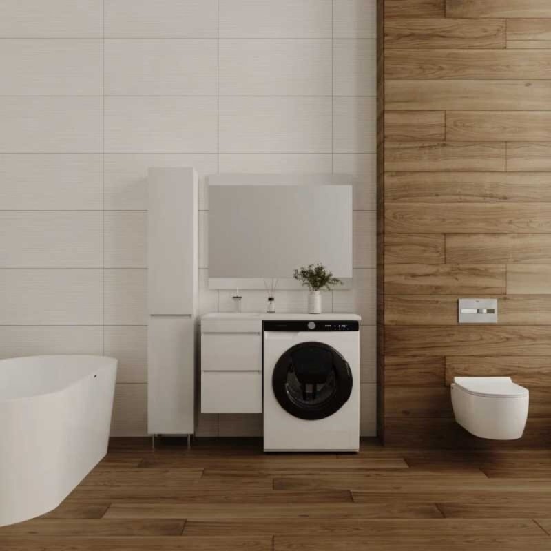Тумба с раковиной Style Line 100 Люкс СС-00002349, 40 см, подвесная, под стиральную машину, белая