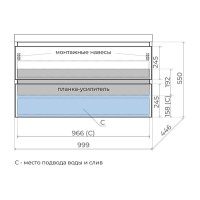 Тумба под раковину Style Line Манхэттен 100 ЛС-00002357, 100 см, подвесная, графит