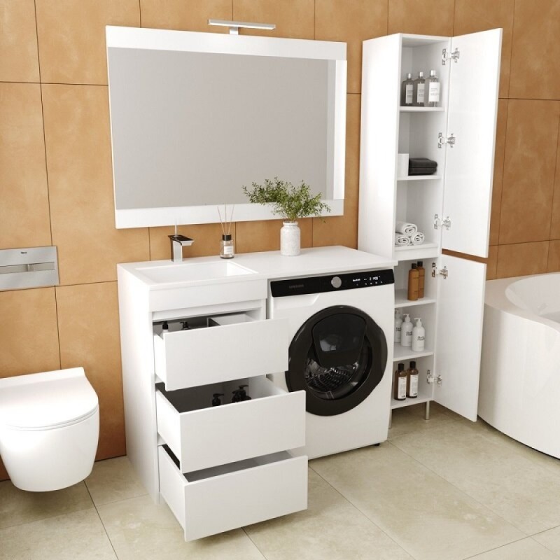 Тумба под раковину Style Line Даллас 110 СС-00002369, 48 см, напольная, Люкс Pluse белая