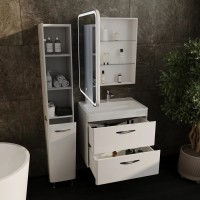 Зеркальный шкаф Style Line El Fante Каре 70 см, с подсветкой, левый, белый, СС-00002371