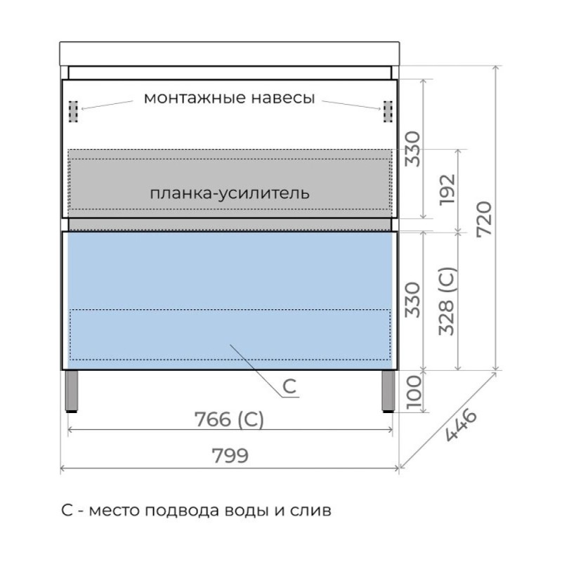Тумба под раковину Style Line Манхэттен 80 ЛС-00002372, 80 см, напольная, графит