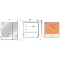 Зеркальный шкаф Style Line Квартет, 80 х 80 см, с LED-подсветкой и сенсорным выключателем, белый, СС-00002375