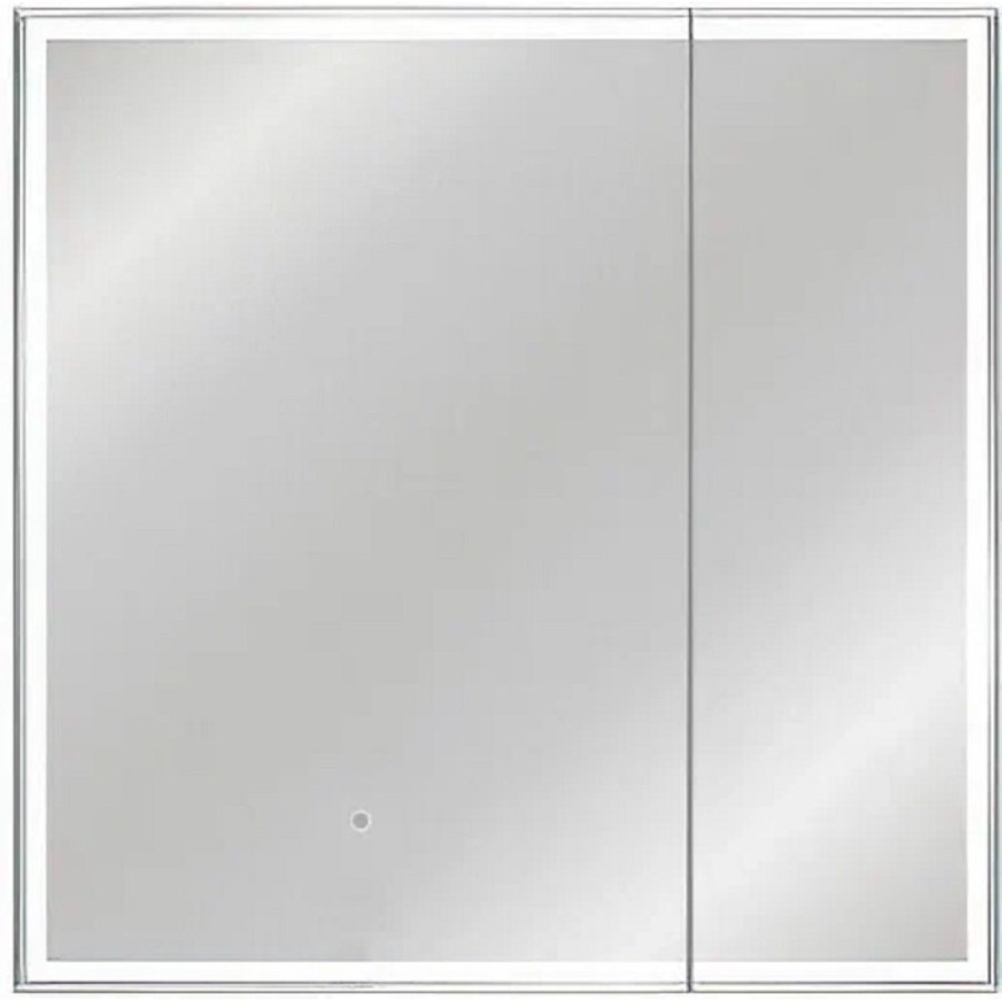 Зеркальный шкаф Style Line Квартет, 80 х 80 см, с LED-подсветкой и сенсорным выключателем, белый, СС-00002375