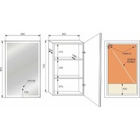Зеркальный шкаф Style Line Квартет, 50 х 80 см, с LED-подсветкой и сенсорным выключателем, белый, СС-00002382