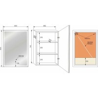 Зеркальный шкаф Style Line Квартет, 55 х 80 см, с LED-подсветкой и сенсорным выключателем, белый, СС-00002383