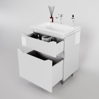 Тумба под раковину Style Line Марелла 60 Люкс Plus СС-00002396, напольная, антискрейтч белый глянец