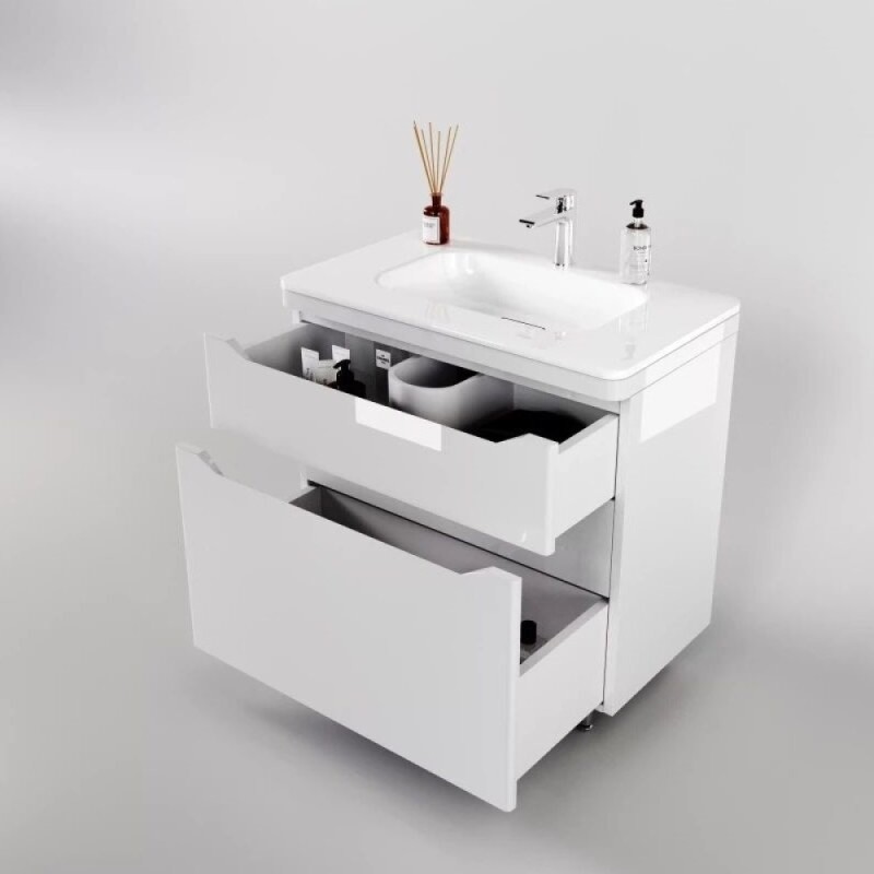 Тумба под раковину Style Line Марелла 70 Люкс Plus СС-00002399, напольная, антискрейтч белый глянец