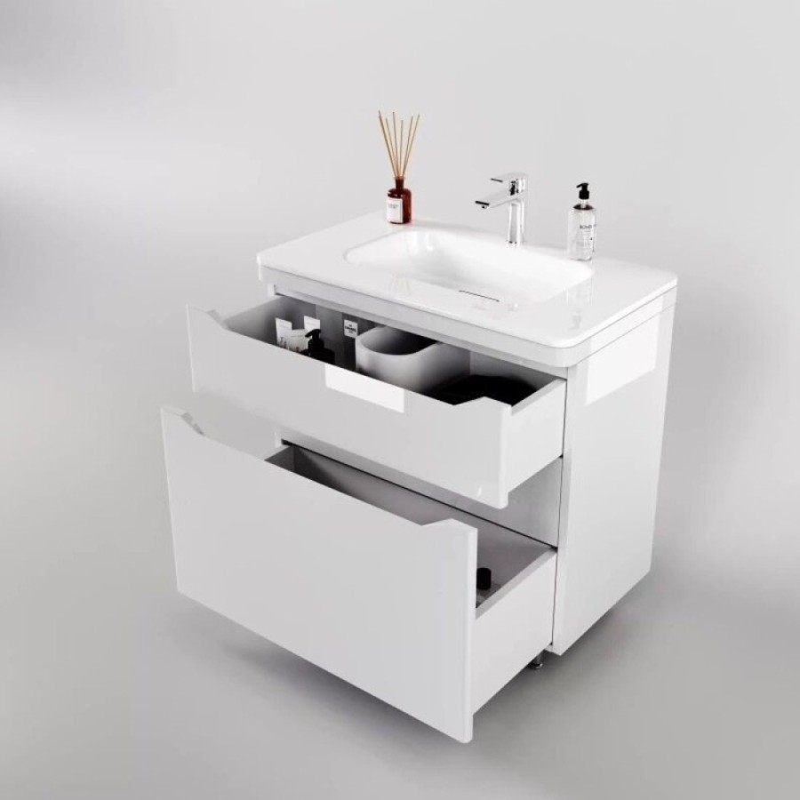 Тумба под раковину Style Line Марелла 70 Люкс Plus СС-00002399, напольная, антискрейтч белый глянец