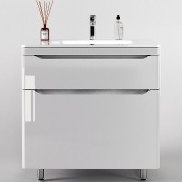 Тумба под раковину Style Line Марелла 80 Люкс Plus СС-00002402, напольная, антискрейтч белый глянец