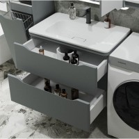 Тумба под раковину Style Line Марелла 80 Люкс Plus СС-00002412, подвесная, антискрейтч серый