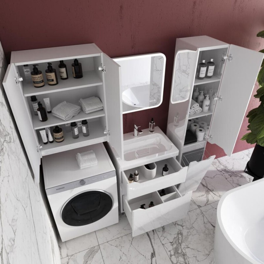 Шкаф подвесной Style Line Марелла мини 60 Люкс Plus СС-00002422, цвет антискрейч белый глянец