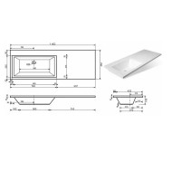 Раковина Style Line Estetus Даллас СС-00002432, 140 см, искусственный камень,правая, белая