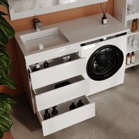 Тумба под раковину Style Line Даллас Леон 120, СС-00002439, 58 см, 3 ящика, напольная, Люкс Plus, белая