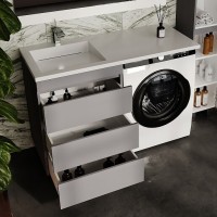 Тумба под раковину Style Line Даллас Леон 120, СС-00002449, 58 см, 3 ящика, напольная, Люкс Plus, серая